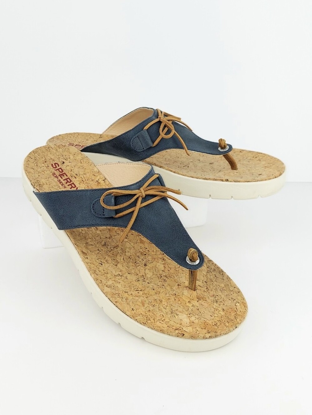 Sperry Blue Nubuck Cork Footbed Platform Sandals Size 12